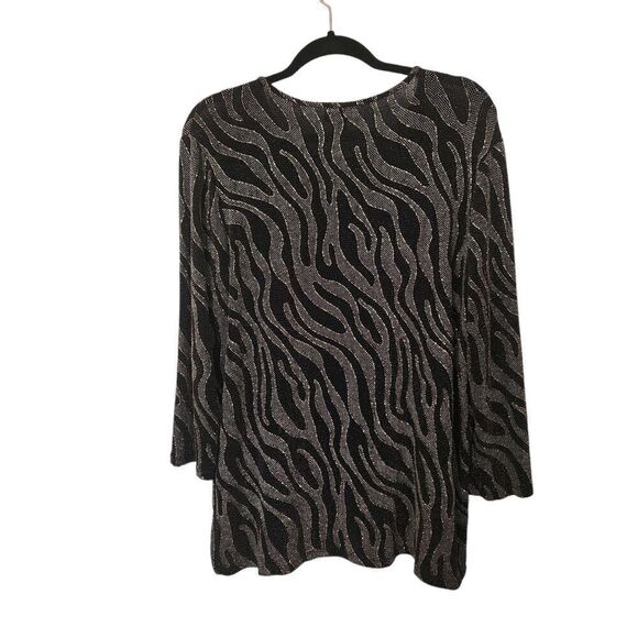 Simply Emma Womens Metallic Shimmer Long Sleeve Blouse Size 1X - Picture 2 of 4